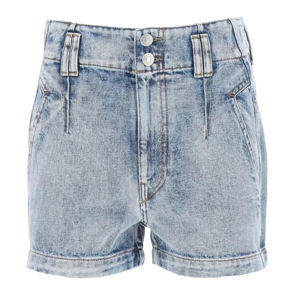 NWT Isabel Marant Etoile Tihiana Denim Shorts - High-Waisted Faded Light Wash - Picture 1 of 8